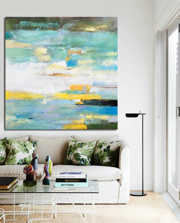 Original Painting Hand Made Large Abstract Art,Oversized Contemporary Art,Acrylic Painting Canvas Art,White,Green,Yellow.etc